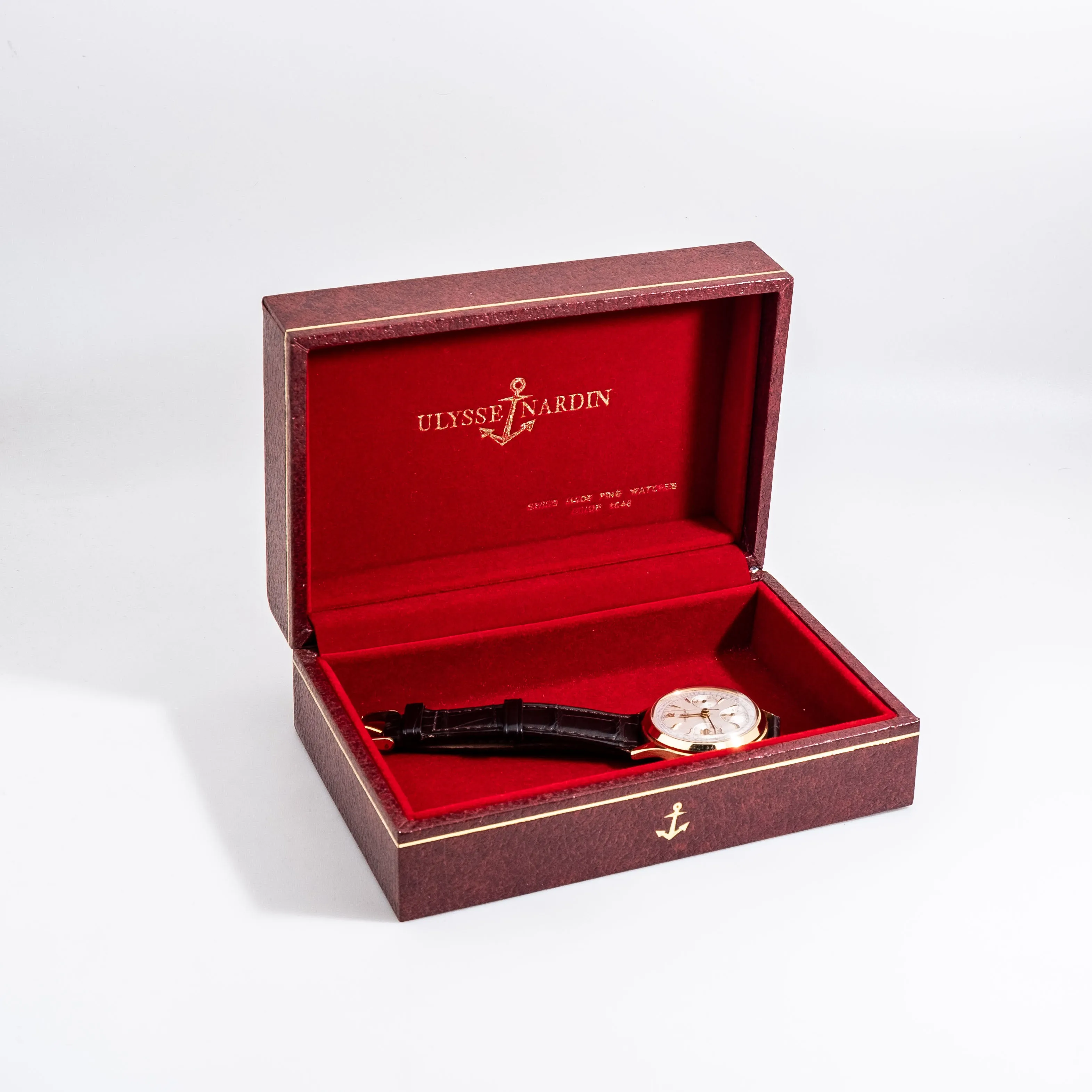 1960's Vintage Ulysse Nardin Valjoux 72 Chronograph w/ Box 18k Yellow Gold Watch (# 15281)