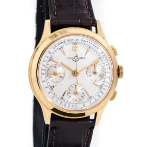 1960's Vintage Ulysse Nardin Valjoux 72 Chronograph w/ Box 18k Yellow Gold Watch (# 15281)