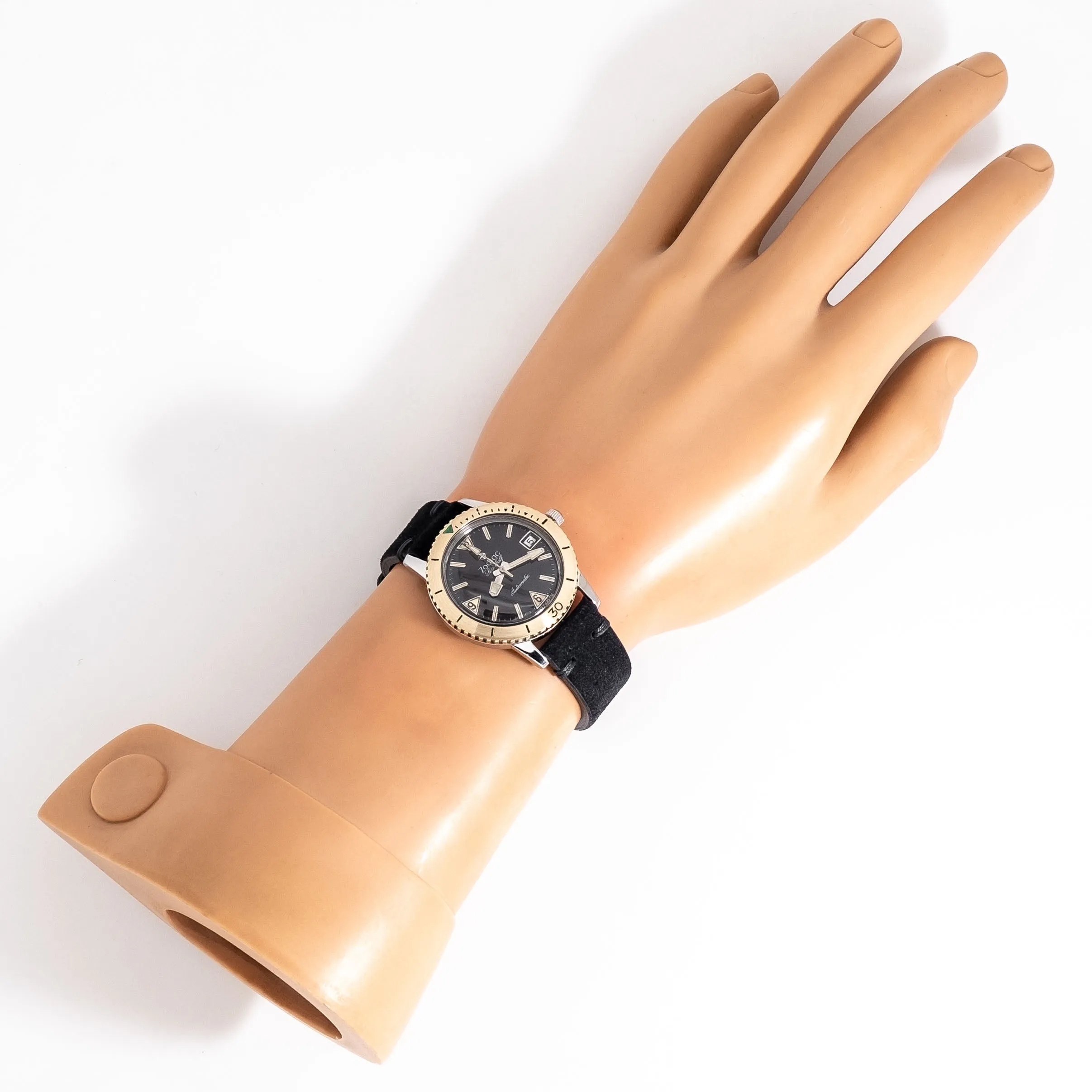 1960's Vintage Zodiac Sea Wolf Ref. 722-946 B 14k Yellow Gold Bezel & Stainless Steel Watch (# 15175)