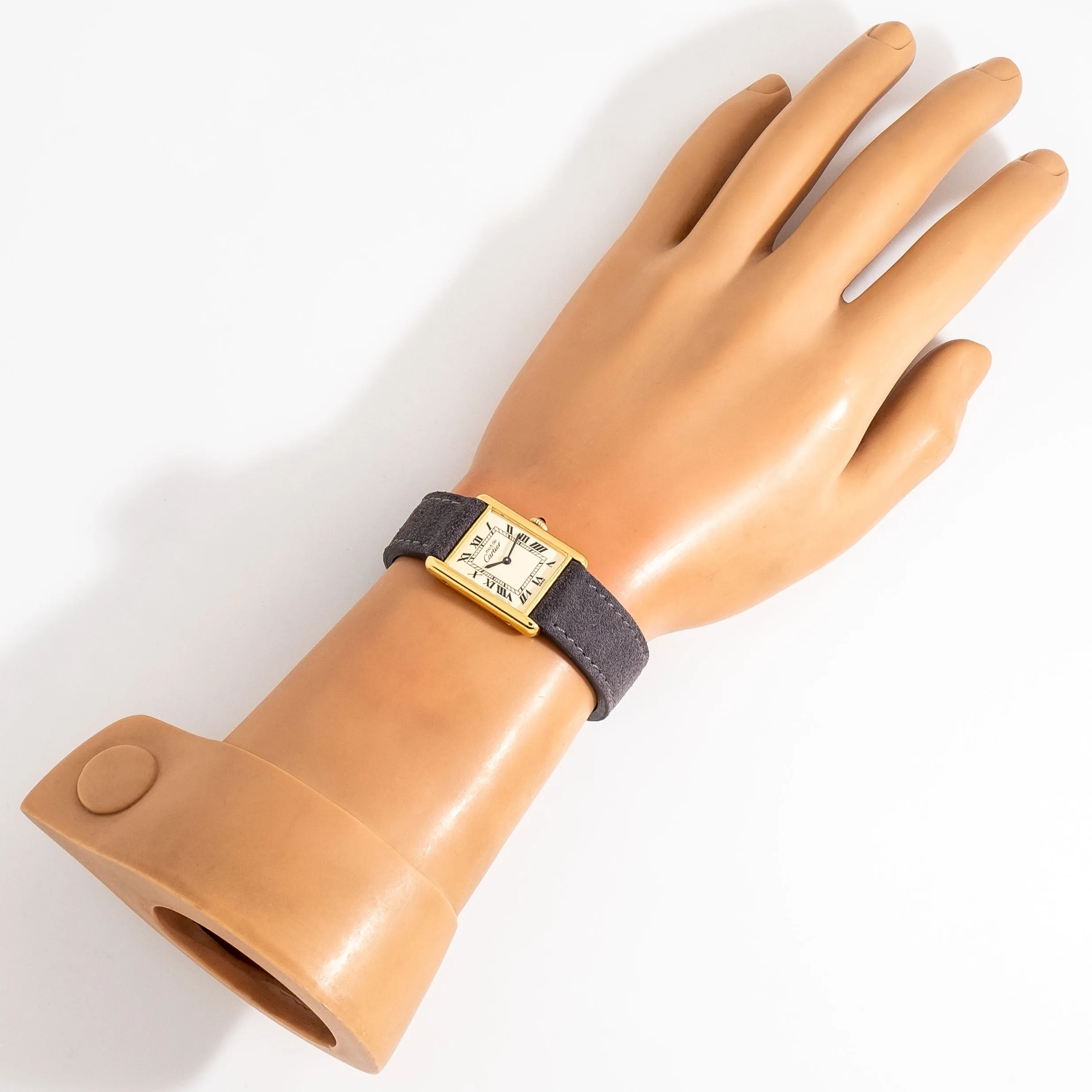 1990's Cartier Tank Must De 18k Yellow Gold Plated over Sterling Silver Watch (# 15331)