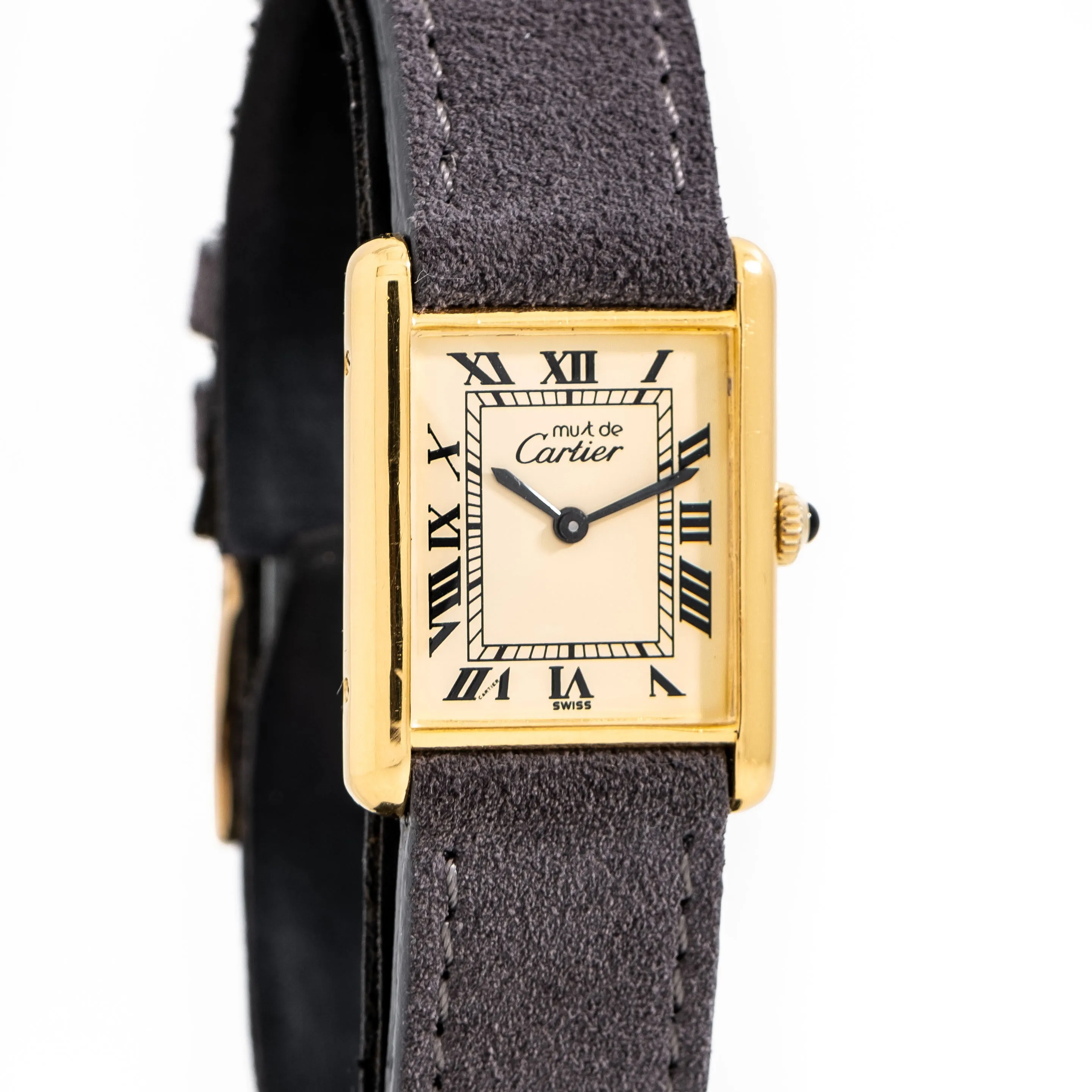 1990's Cartier Tank Must De 18k Yellow Gold Plated over Sterling Silver Watch (# 15331)