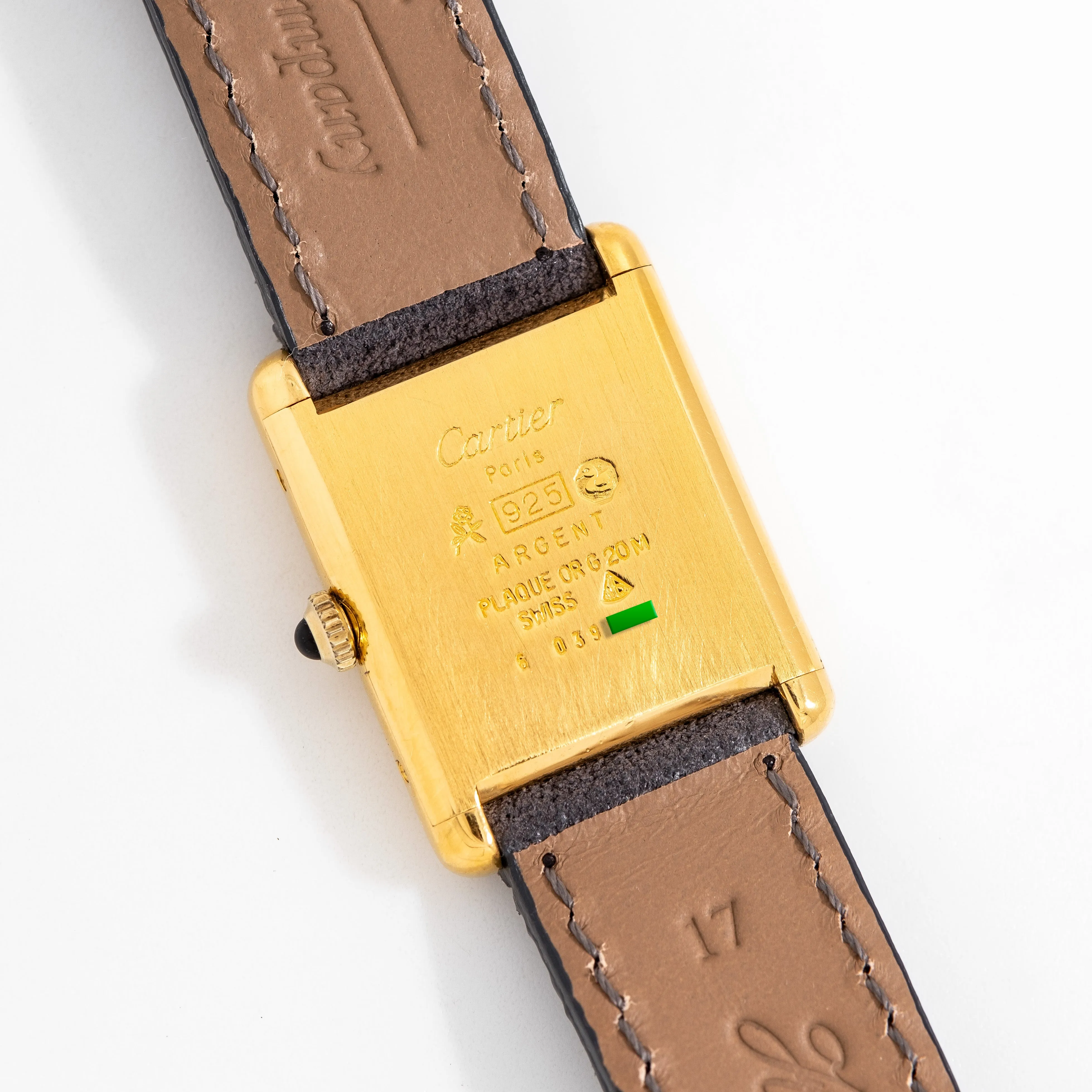 1990's Cartier Tank Must De 18k Yellow Gold Plated over Sterling Silver Watch (# 15331)