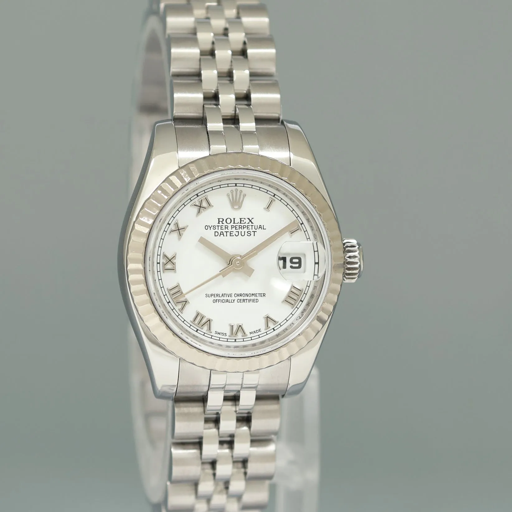 2007 MINT PAPERS Ladies Rolex DateJust 179174 White Roman Jubilee Watch Box