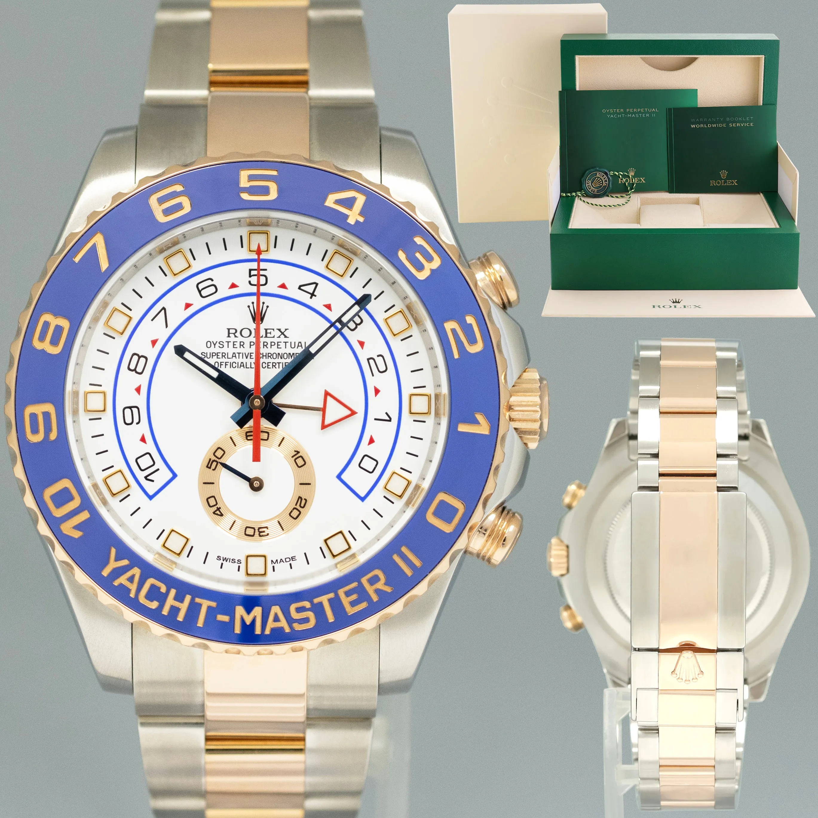 2015 MINT Rolex Yacht-Master II 116681 Steel Rose Gold Two Tone 44mm Watch Box