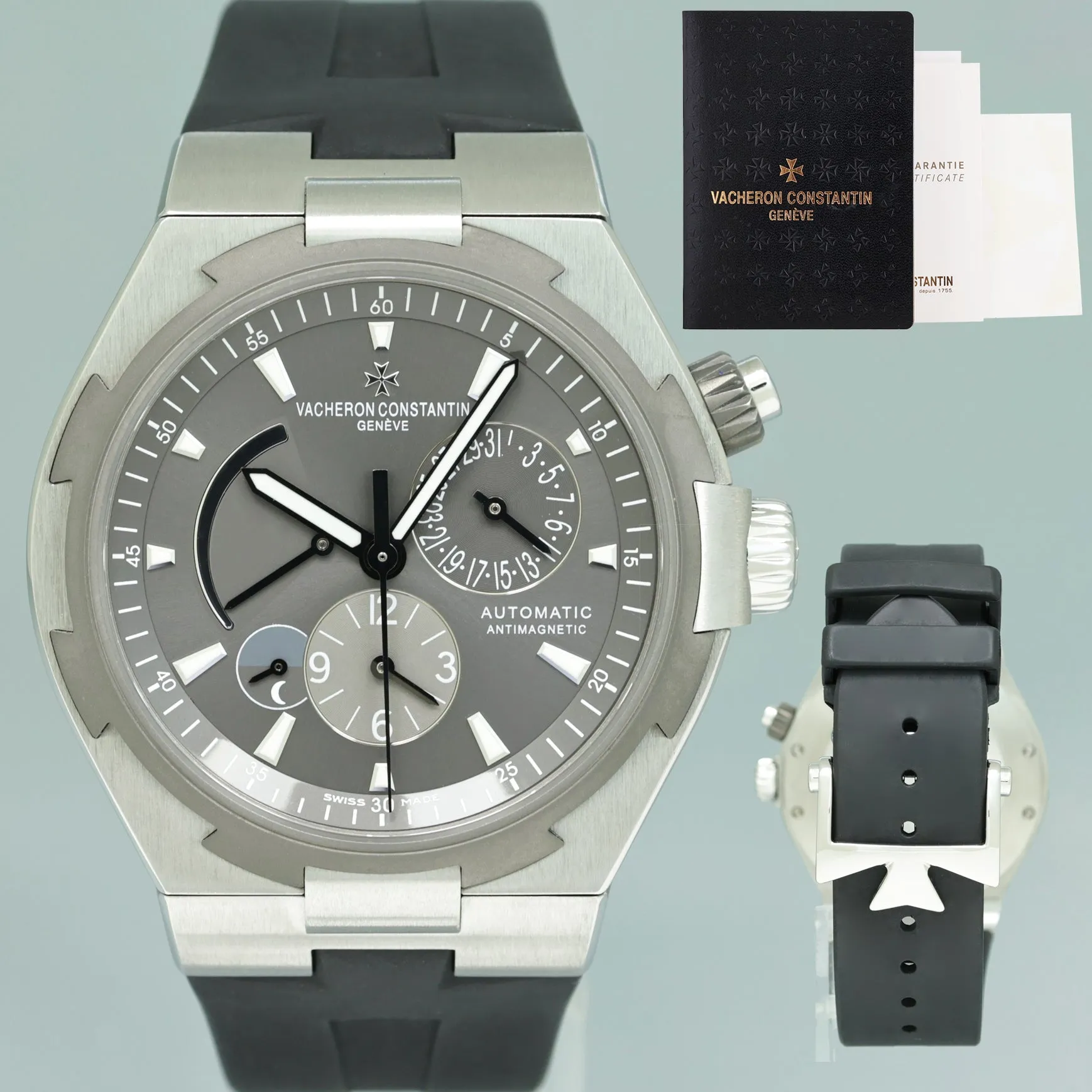 2018 PAPERS Vacheron Constantin Overseas Grey 47450 42mm Titanium Dual Time Watch