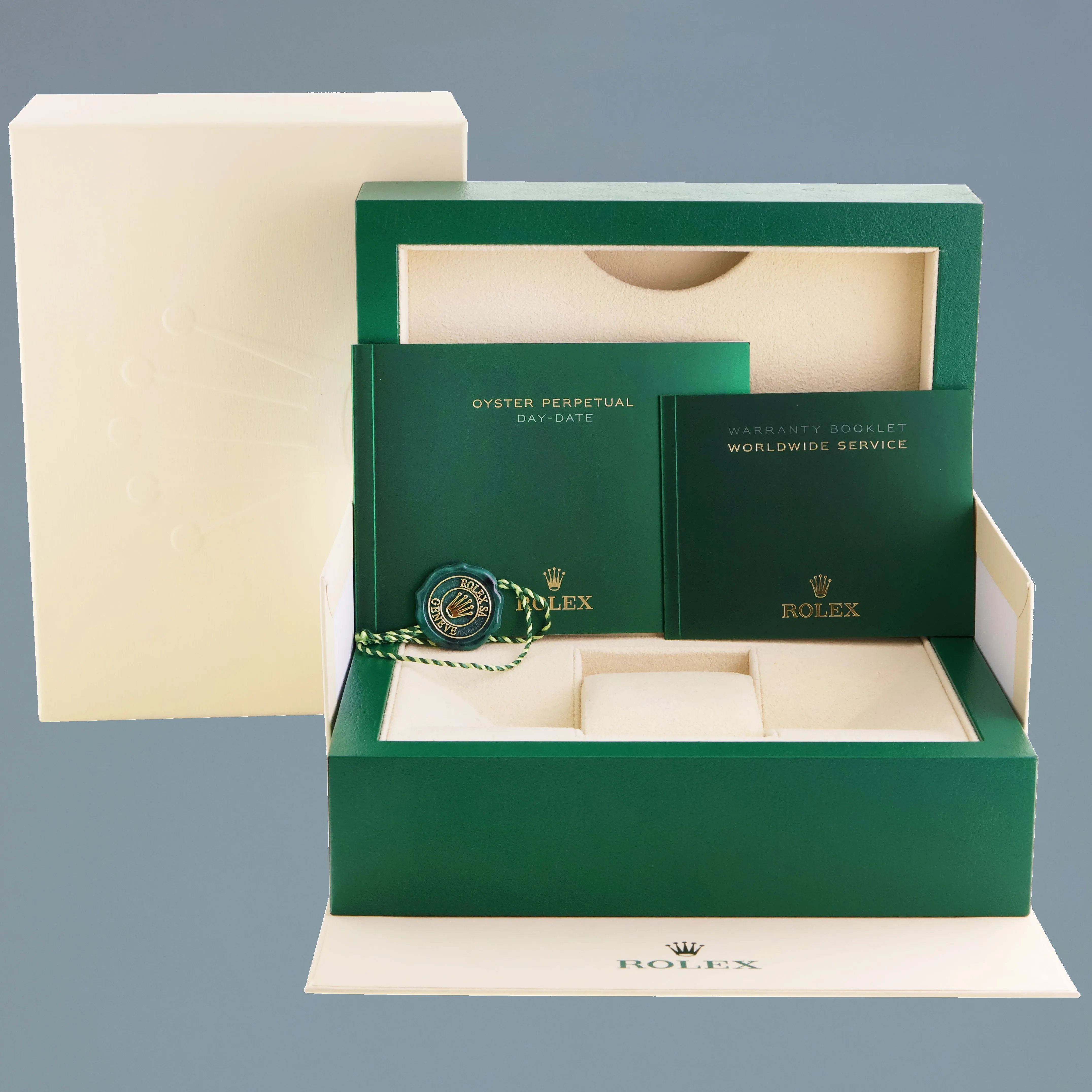 2020 MINT Rolex Day-Date 40 President 228238 White Roman Yellow Gold Watch Box