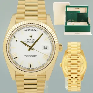 2020 MINT Rolex Day-Date 40 President 228238 White Roman Yellow Gold Watch Box