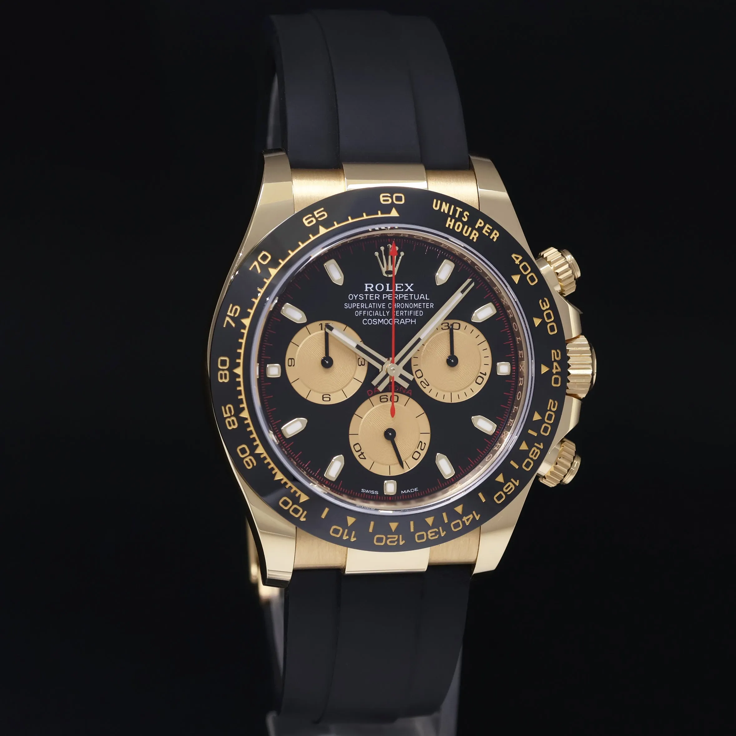 2021 MINT Rolex Oysterflex Daytona 116518LN Yellow Gold Black Paul Newman Watch