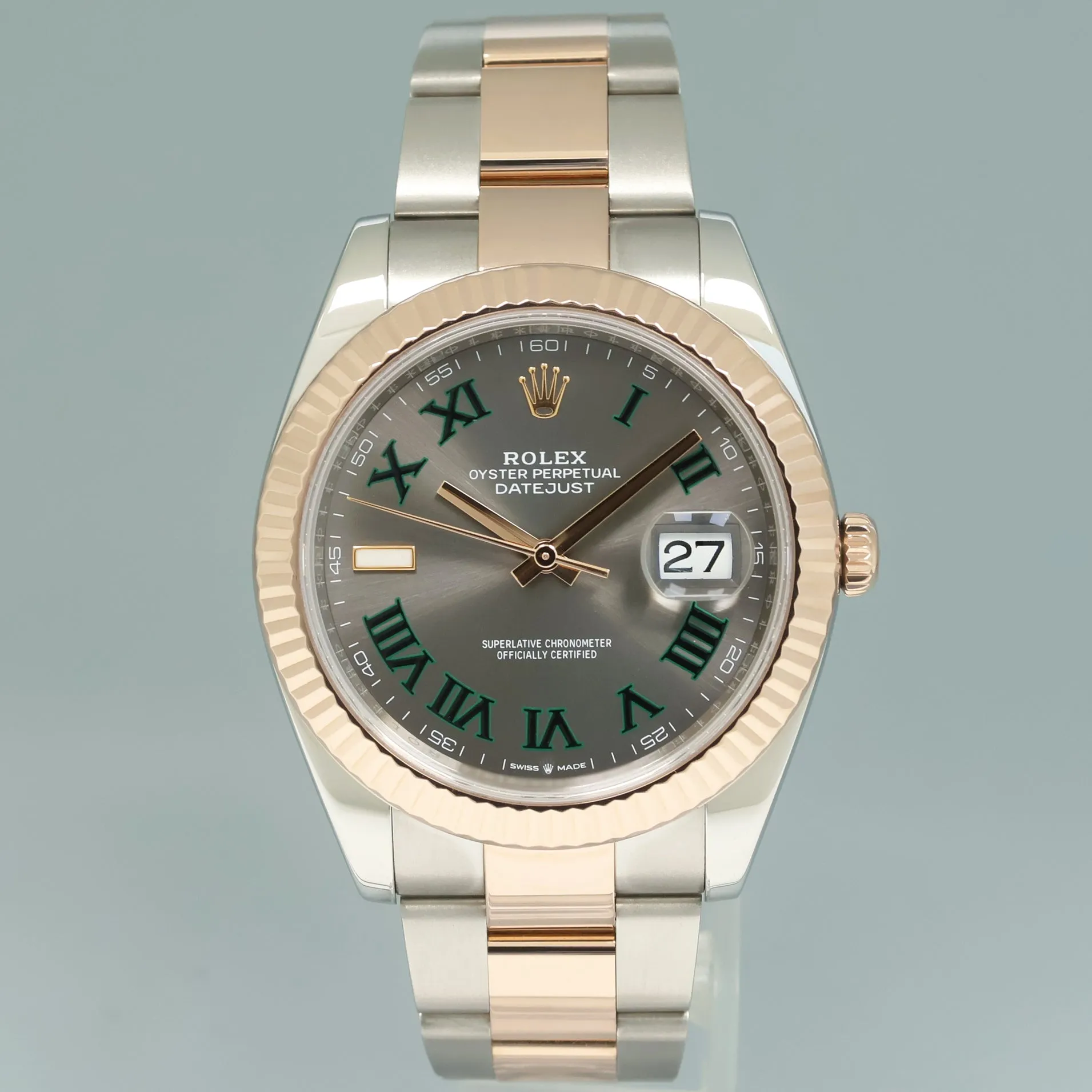 2021 NEW PAPERS Rolex DateJust 41 126331 Wimbledon Rose Gold Two-Tone Oyster Watch Box