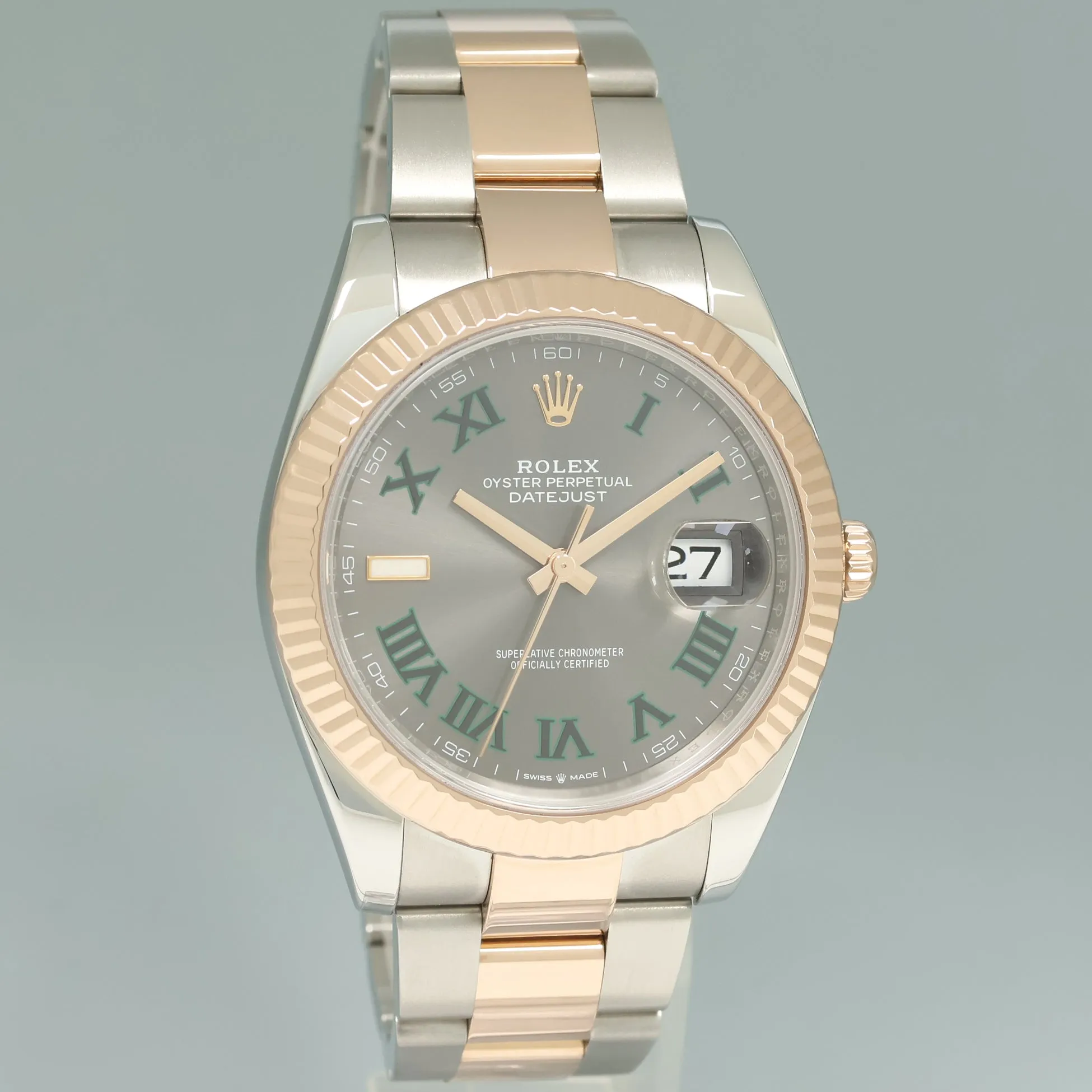 2021 NEW PAPERS Rolex DateJust 41 126331 Wimbledon Rose Gold Two-Tone Oyster Watch Box