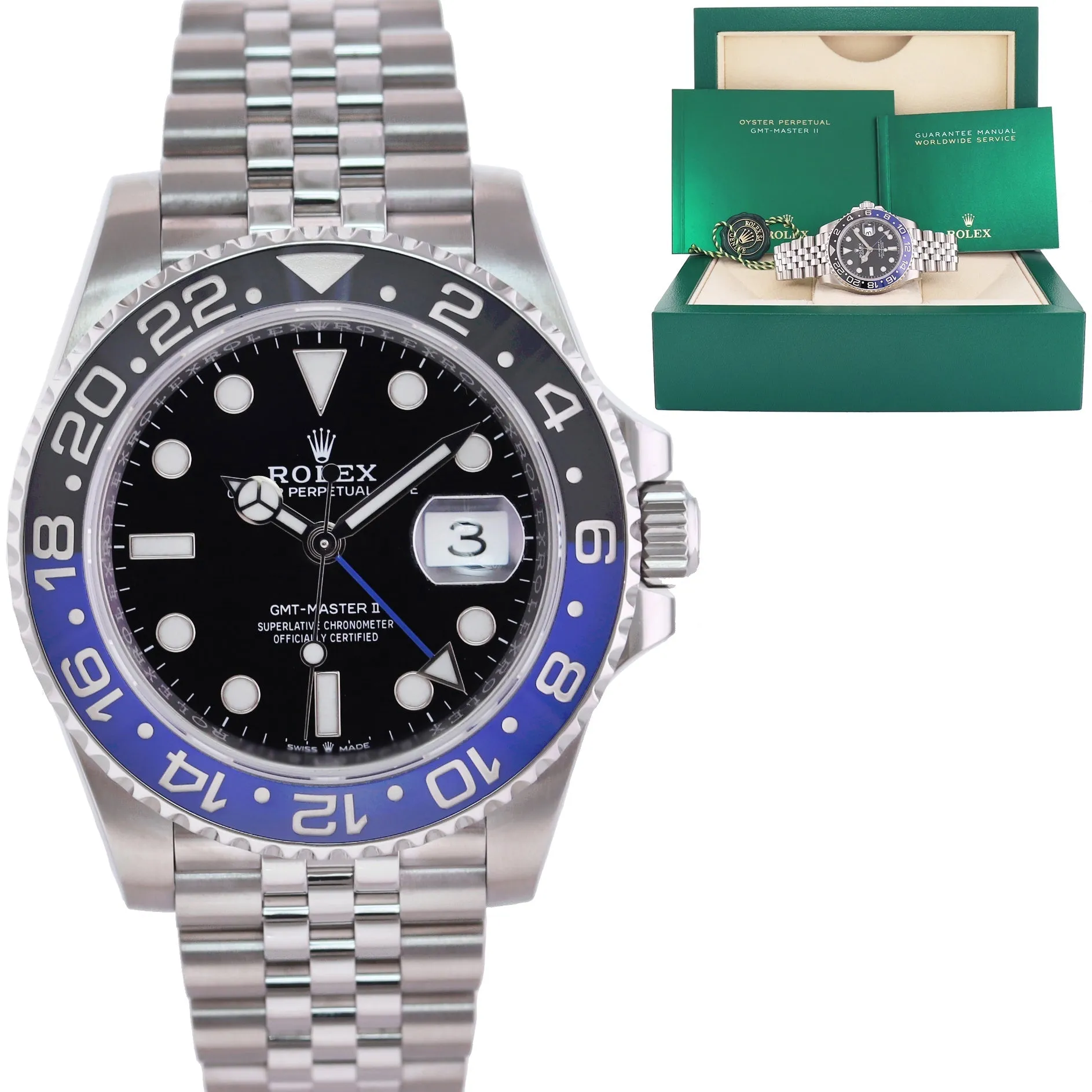 2022 MINT Rolex GMT Master II Batman Blue Jubilee Ceramic 126710BLNR Watch Box