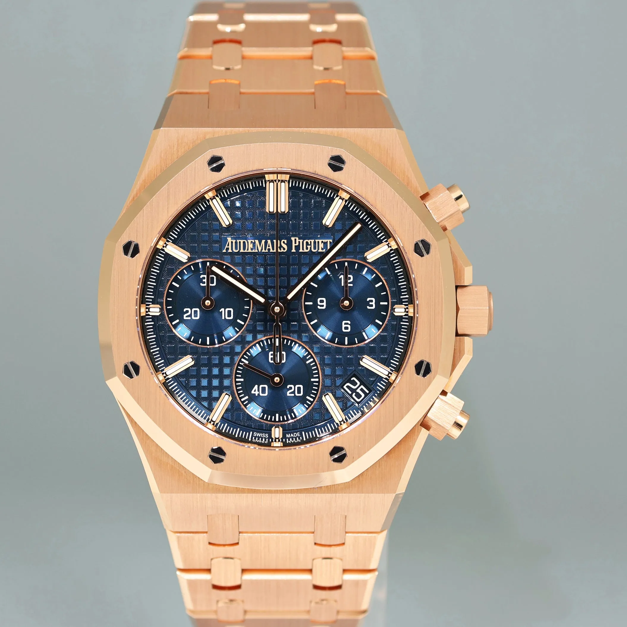 2022 PAPERS Audemars Piguet Royal Blue Anniversary Chrono Rose Gold 26240OR Watch