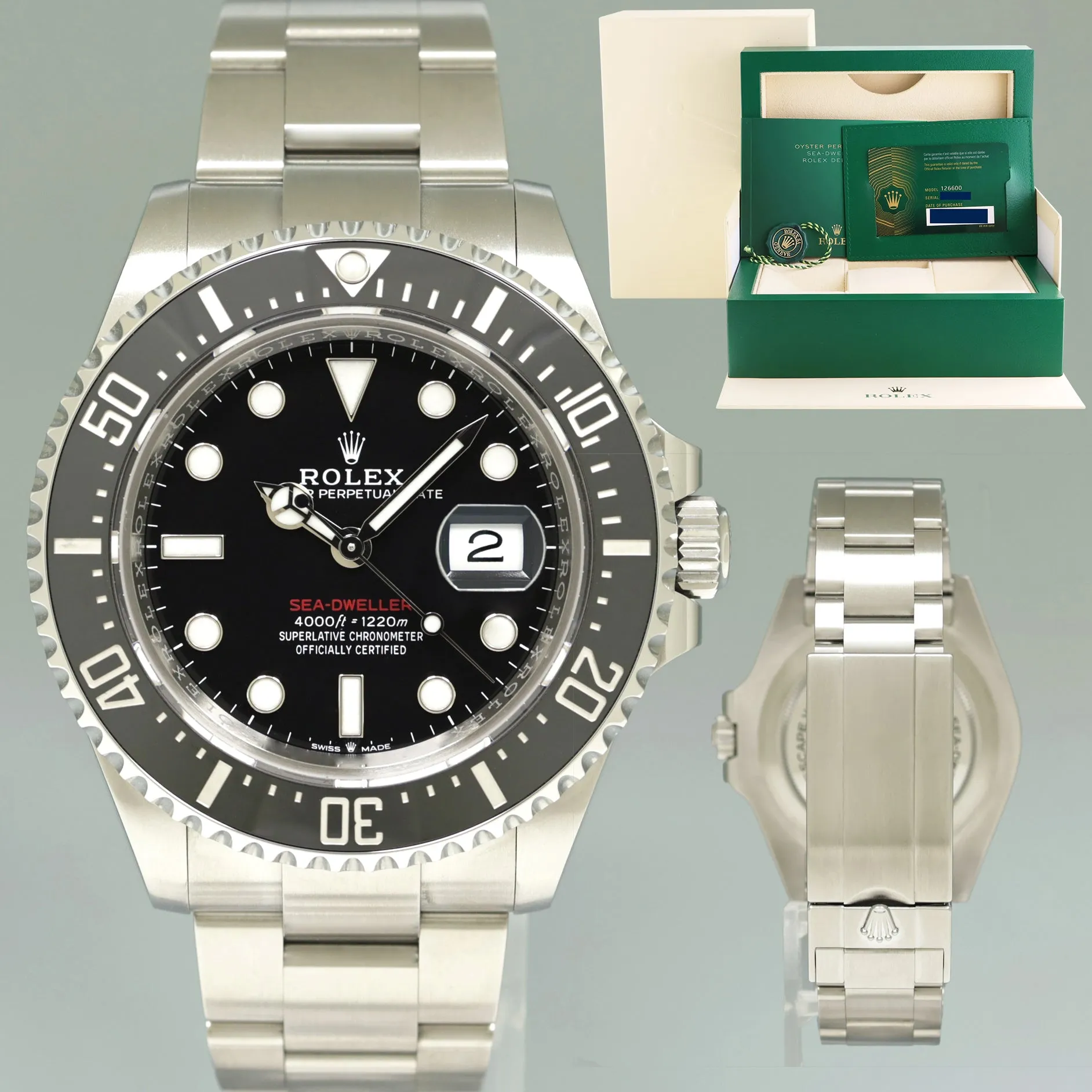 2023 NEW PAPERS Rolex Red Seadweller SD43 126600 43mm Mark II 2 Watch Box