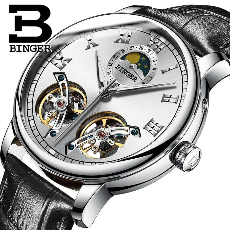 Binger Swiss Double Tourbillon Mechanical Watch Men B 8607
