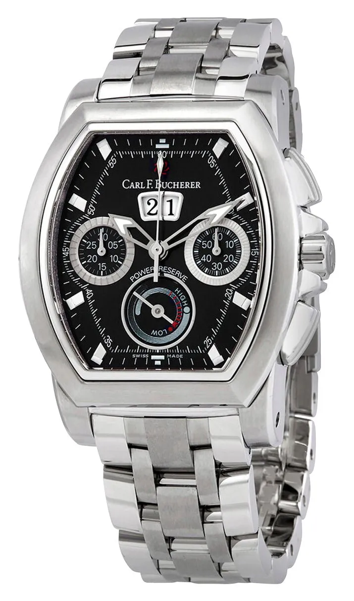 Carl F. Bucherer Patravi T-Graph Automatic Chronograph Stainless Steel Black Dial Date Power Reserve Mens Watch 00.10615.08.33.21