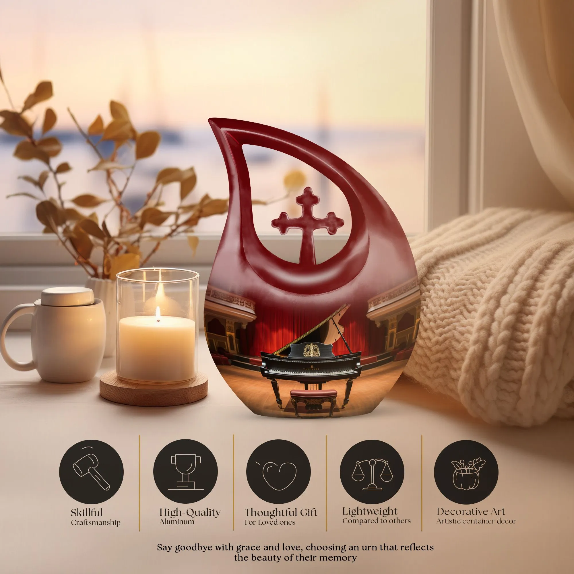 Concert Grand Urn: Small Keepsake Urn For Human Ashes