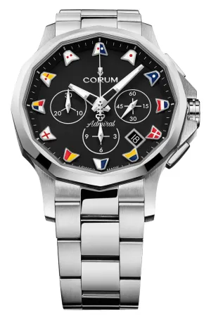 Corum Admiral 42 Automatic Chronograph Stainless Steel Black Dial Date Mens Watch 984.111.20/V705 AN52