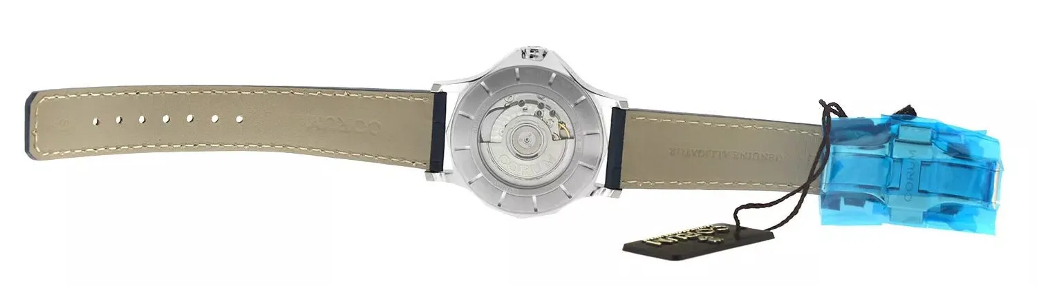 Corum Admiral Legend 42 Automatic Stainless Steel Blue Dial Blue Leather Strap Date Mens Watch 395.101.20/0F03 AB12