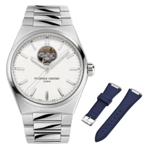 Frederique Constant Highlife Heartbeat Automatic Stainless Steel Silver Dial Interchangeable Blue Rubber Strap Mens Watch FC-310S4NH6B