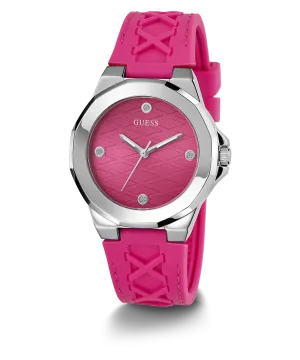 GUESS Ladies Pink Silver Analog Watch