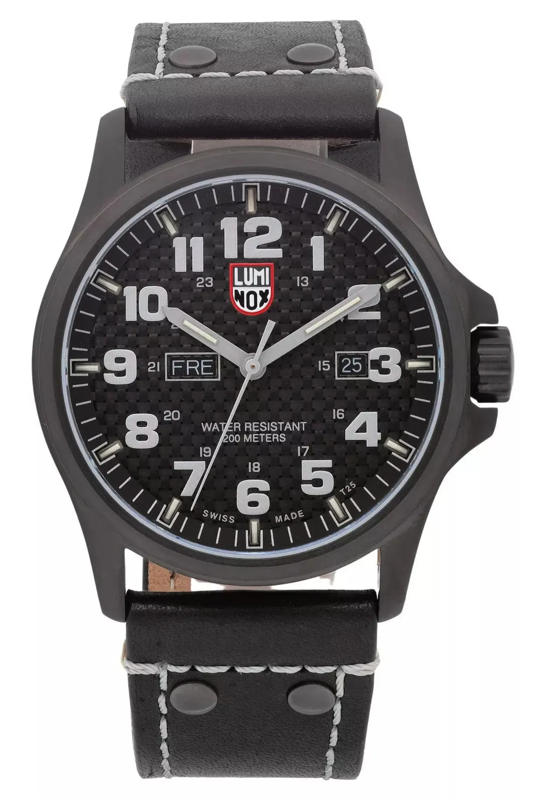 Luminox Atacama Field Gunmetal PVD Black Dial Black Leather Strap Day/Date Divers Quartz Mens Watch XL.1921