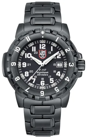 Luminox F-117 Nighthawk Black PVD Black Dial Date Divers Quartz Mens Watch XA.6402