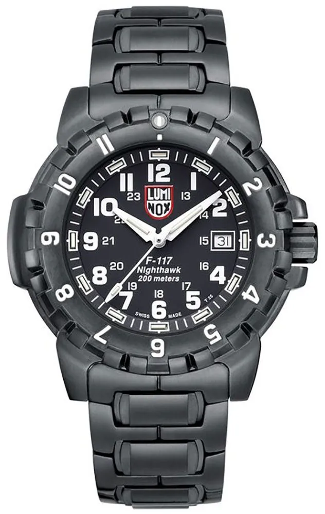 Luminox F-117 Nighthawk Black PVD Black Dial Date Divers Quartz Mens Watch XA.6402