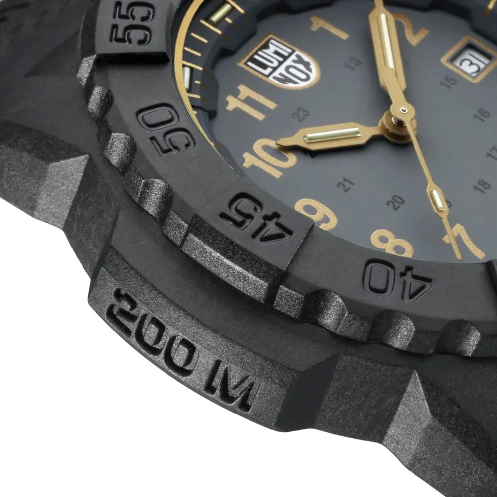 Luminox Navy SEAL CARBONOX Gray Dial Black Rubber Strap Date Divers Quartz Mens Watch XS.3508.GOLD