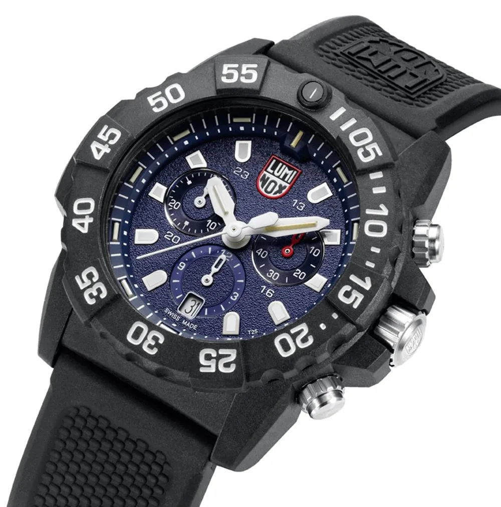Luminox Navy SEAL Chronograph CARBONOX Blue Dial Black Rubber Strap Date Divers Quartz Mens Watch XS.3583