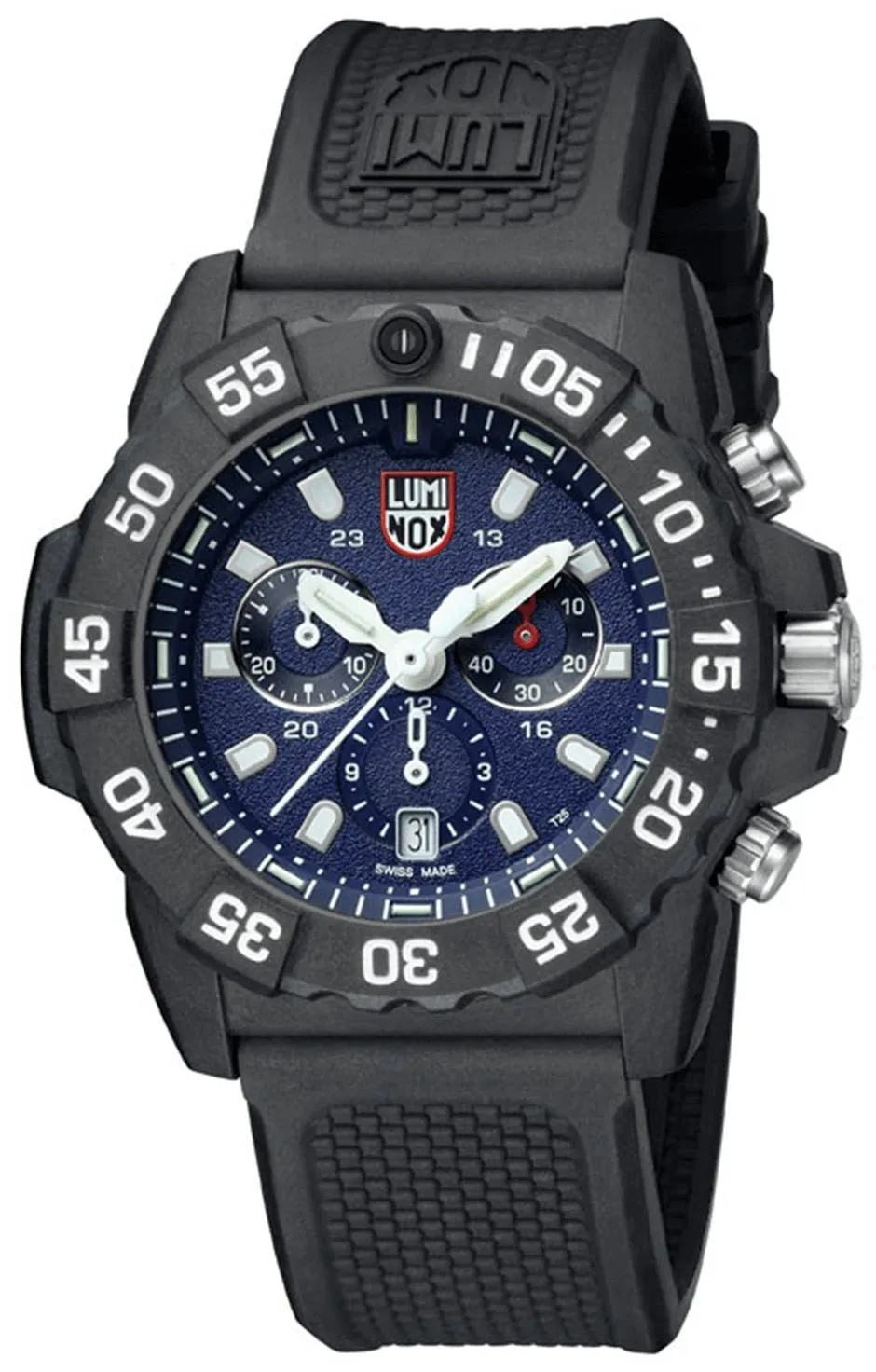 Luminox Navy SEAL Chronograph CARBONOX Blue Dial Black Rubber Strap Date Divers Quartz Mens Watch XS.3583