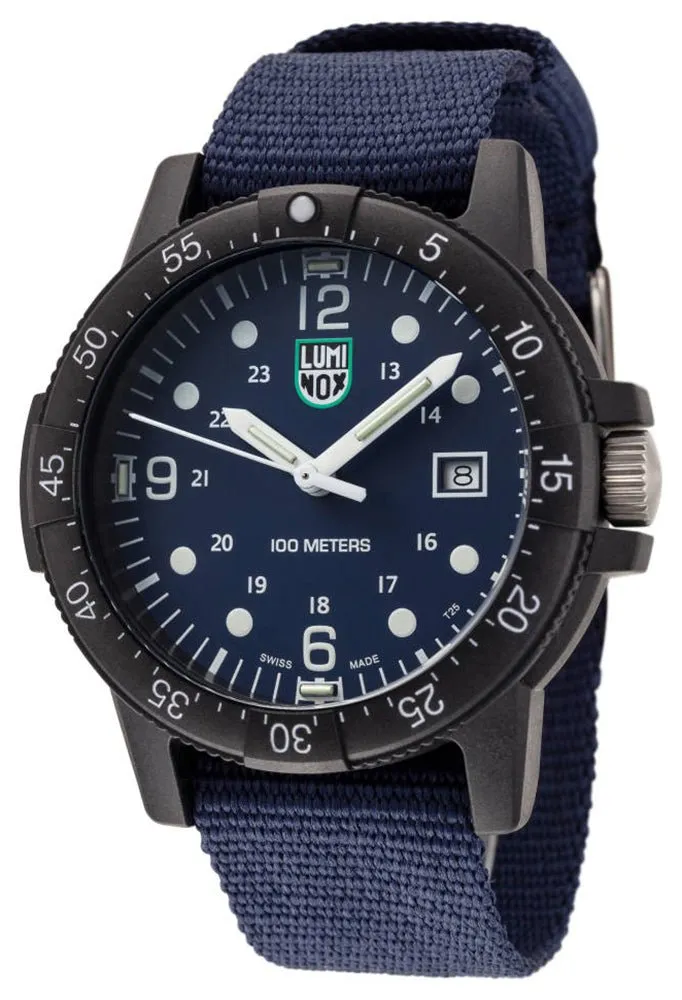 Luminox Sea Bass CARBONOX Blue Dial Blue rPET Strap Date Quartz Mens Watch X2.2003.ND