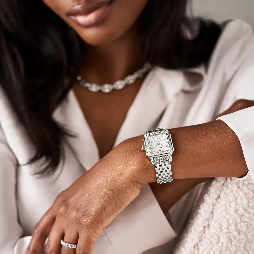 Michele Deco Mid Diamond Stainless Steel Watch