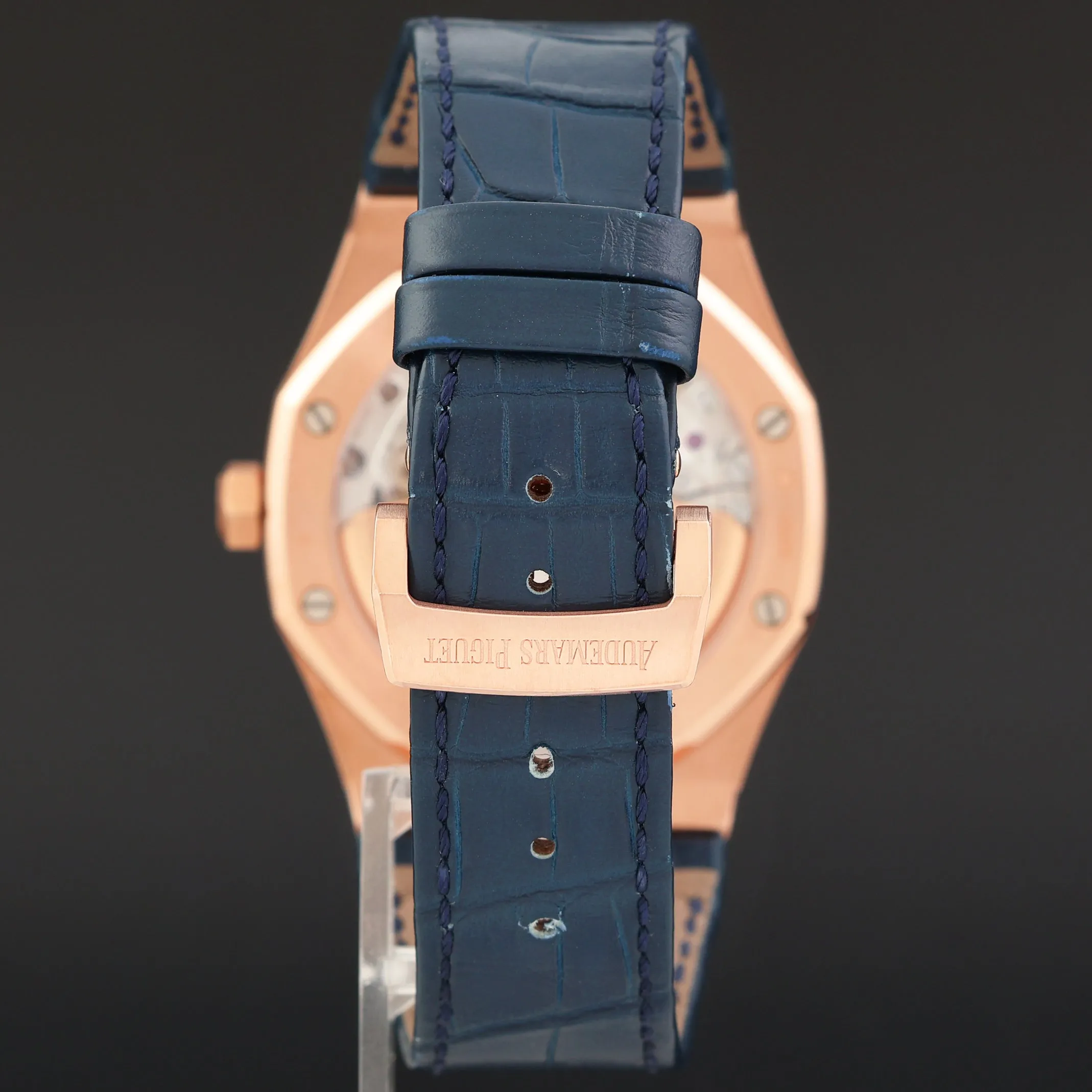 MINT Audemars Piguet Royal Oak 41mm Leather 15510OR Blue Dial Rose Gold Watch Box