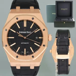 MINT Audemars Piguet Royal Oak 41mm Rose Gold 15500OR Black Dial Watch Box