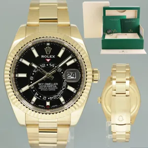 MINT Rolex Sky-Dweller Yellow Gold 44mm Black Dial 326938 Watch Box