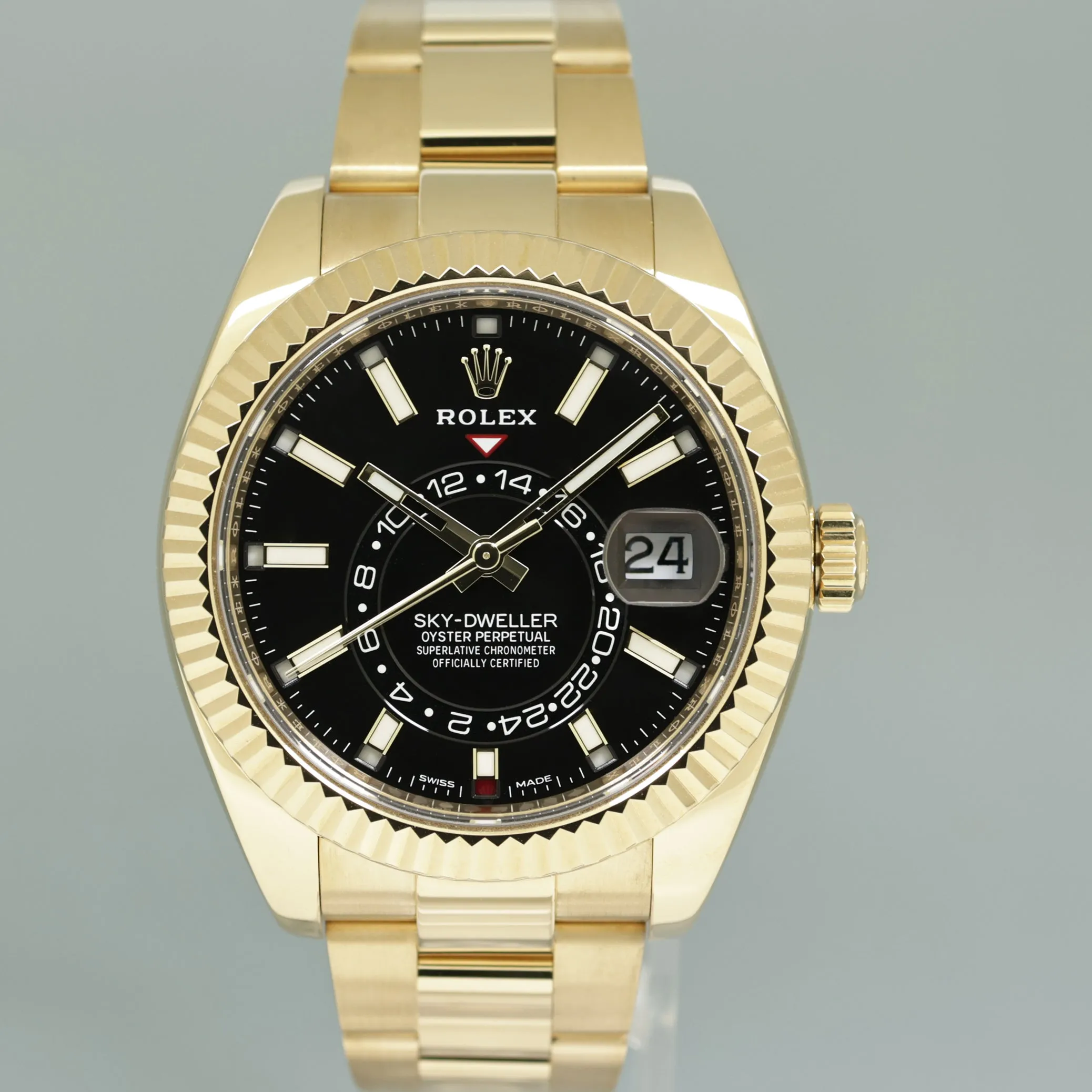 MINT Rolex Sky-Dweller Yellow Gold 44mm Black Dial 326938 Watch Box
