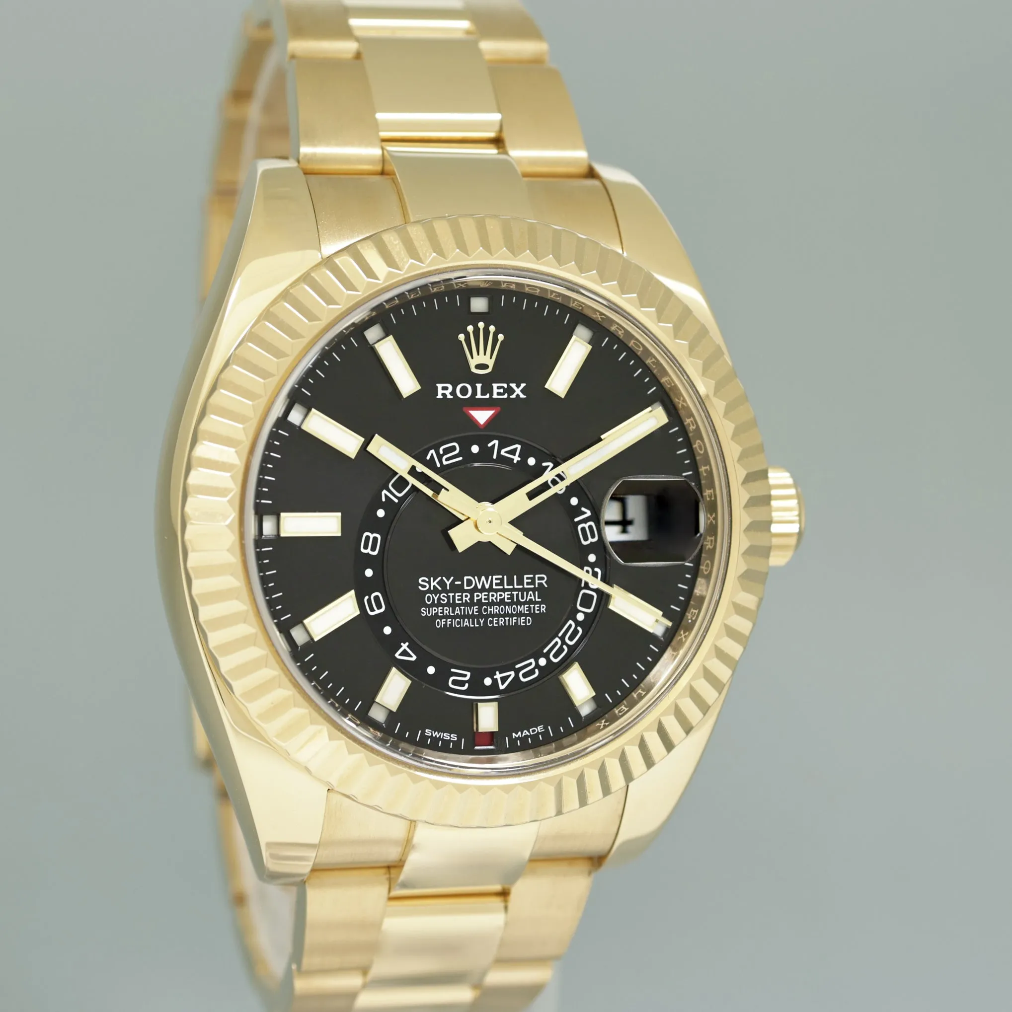 MINT Rolex Sky-Dweller Yellow Gold 44mm Black Dial 326938 Watch Box