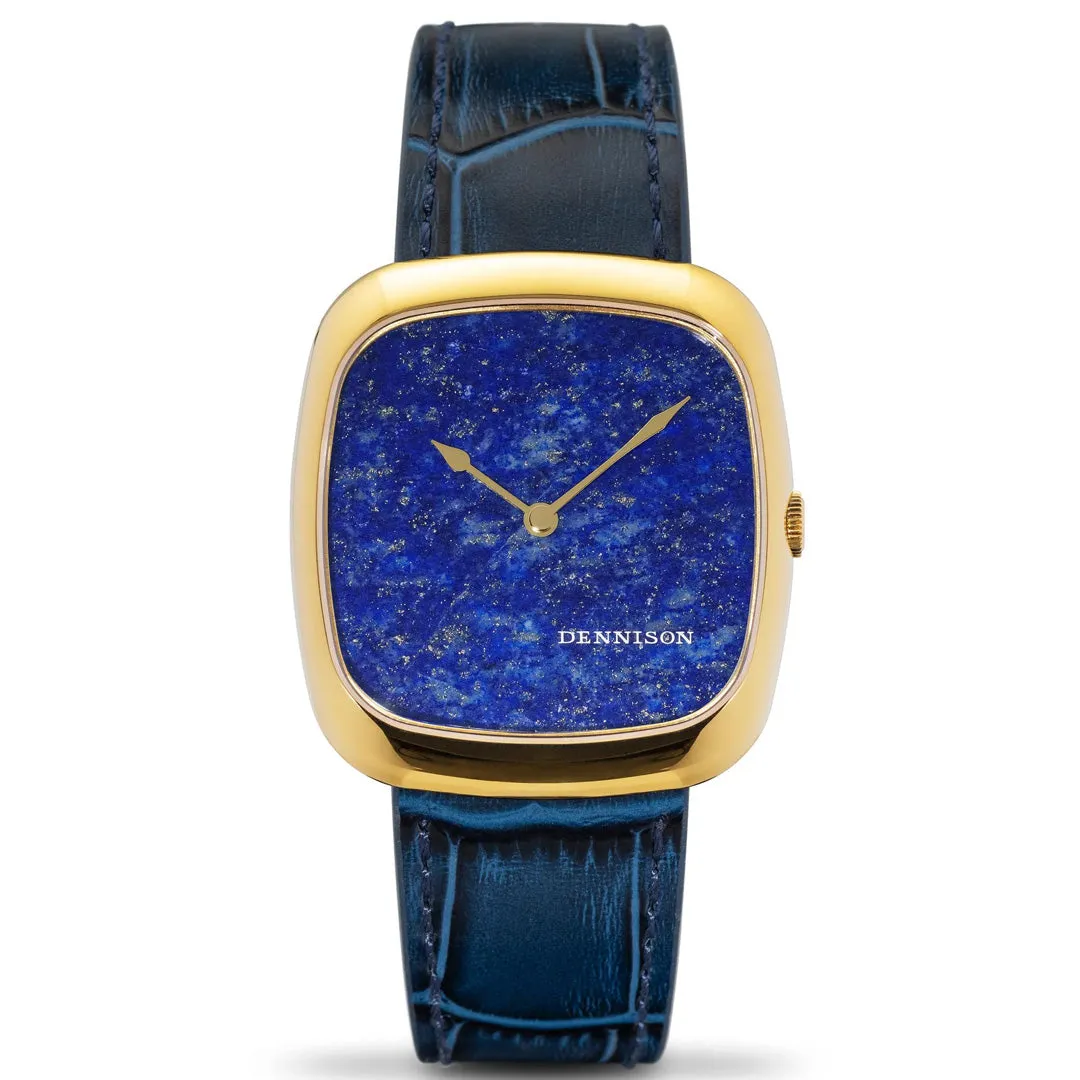 Natural Stone Lapis Lazuli in Gold Stainless