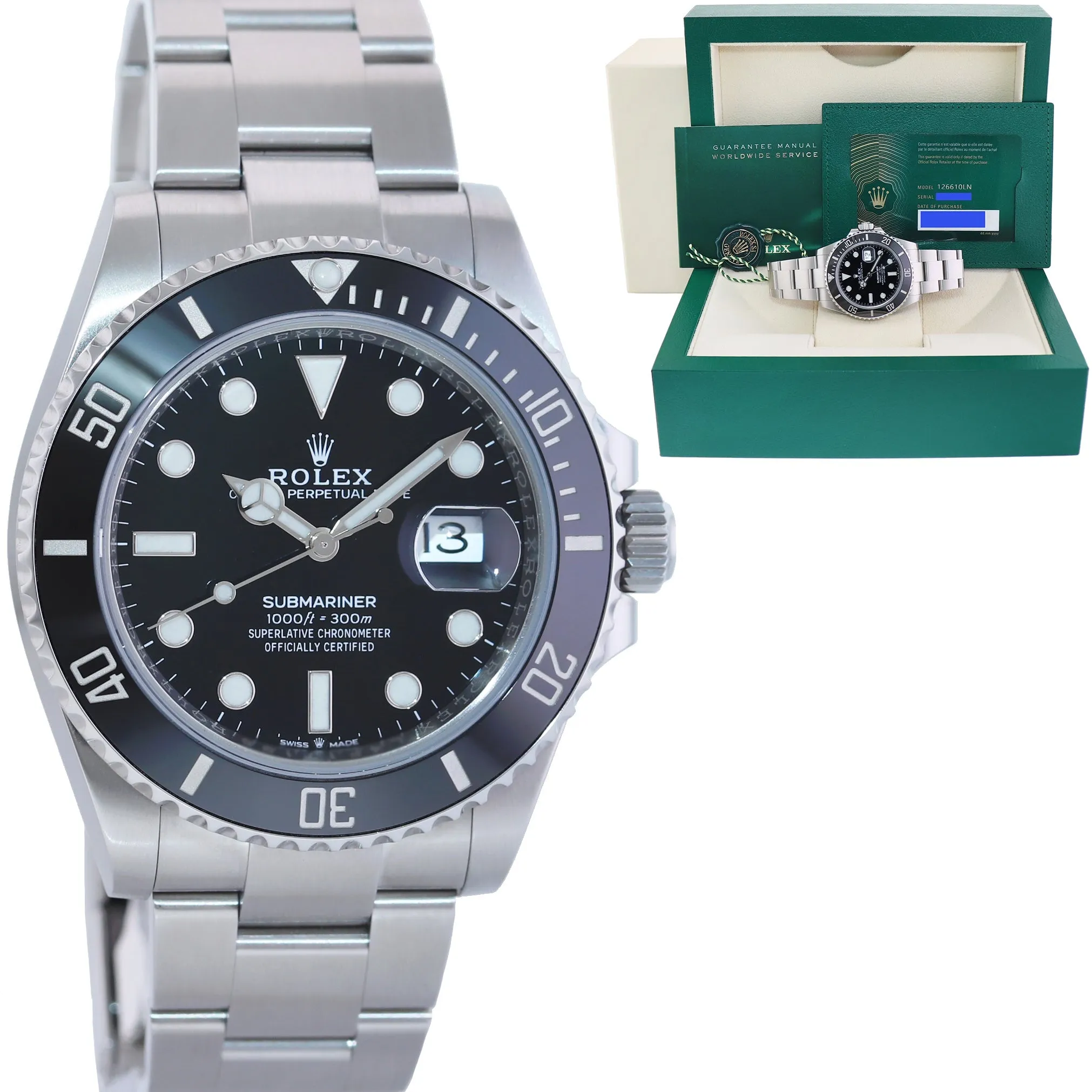 NOV 2024 NEW PAPERS Rolex Submariner 41mm Black Ceramic 126610 LN Watch Box
