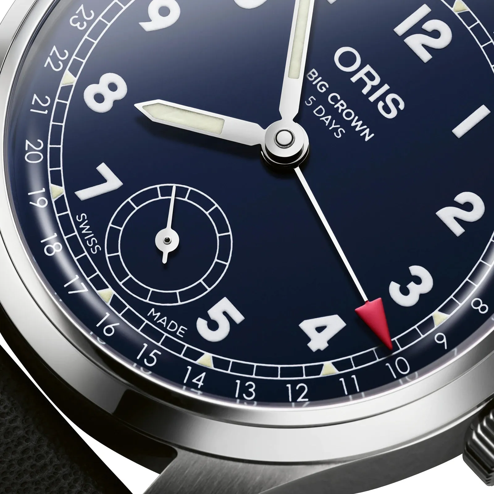 Oris Big Crown Pointer Date Automatic Stainless Steel Blue Dial Black Leather Strap Mens Watch 403 7776 4065-07 5 19 11