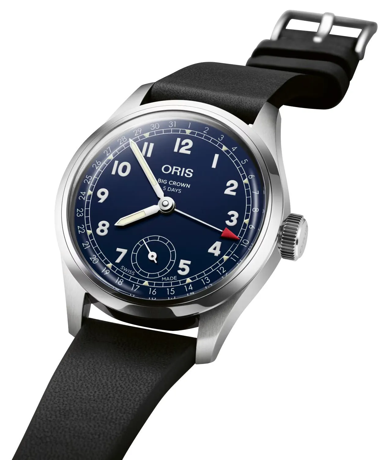 Oris Big Crown Pointer Date Automatic Stainless Steel Blue Dial Black Leather Strap Mens Watch 403 7776 4065-07 5 19 11