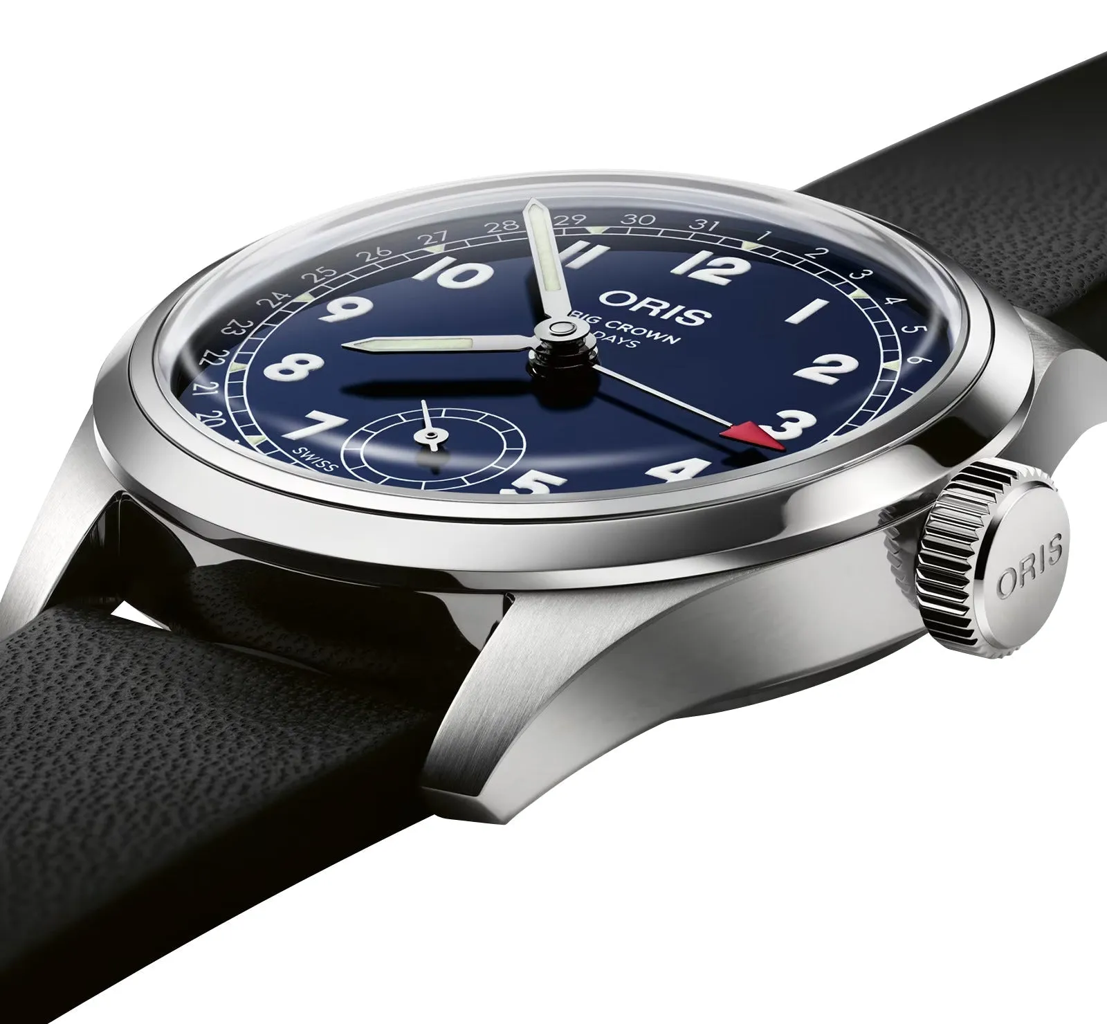 Oris Big Crown Pointer Date Automatic Stainless Steel Blue Dial Black Leather Strap Mens Watch 403 7776 4065-07 5 19 11