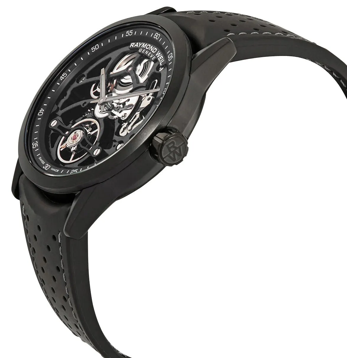 Raymond Weil Freelancer Automatic Black PVD Skeleton Dial Black Rubber Strap Mens Watch 2785-BKR-20000