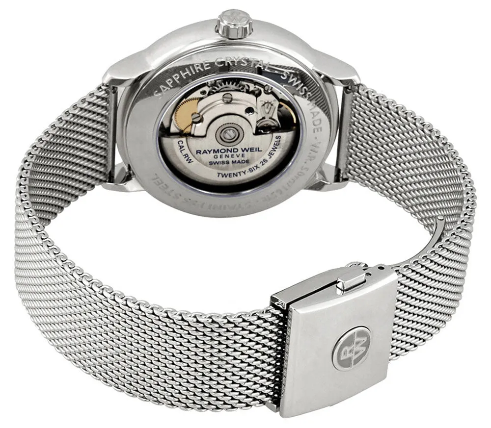 Raymond Weil Maestro Automatic Stainless Steel Mesh Silver Dial Moonphase Date Mens Watch 2239M-ST-00659