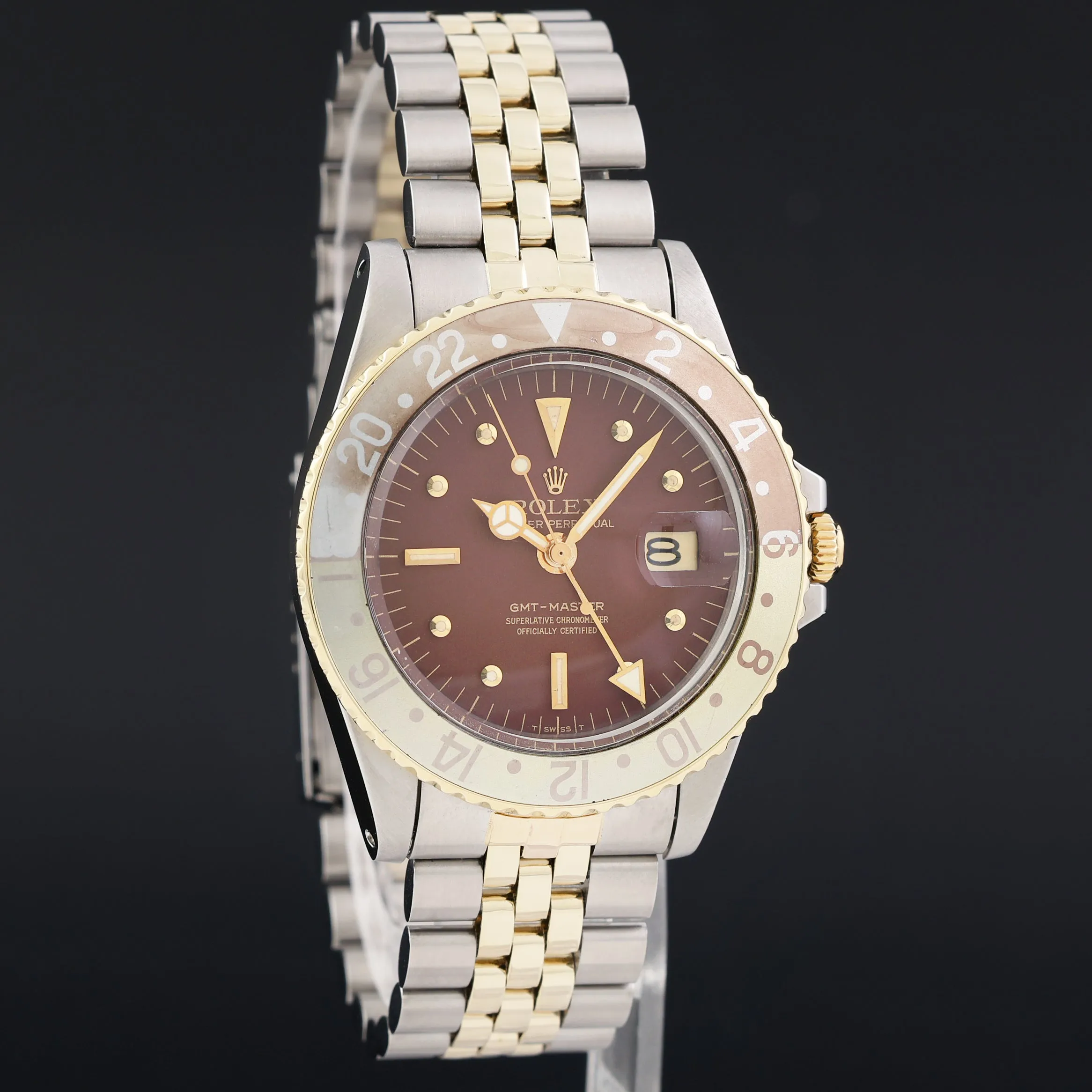 Rolex GMT-Master 1675 Two-Tone Gold Jubilee Steel Brown Root Beer Nipple Watch Box