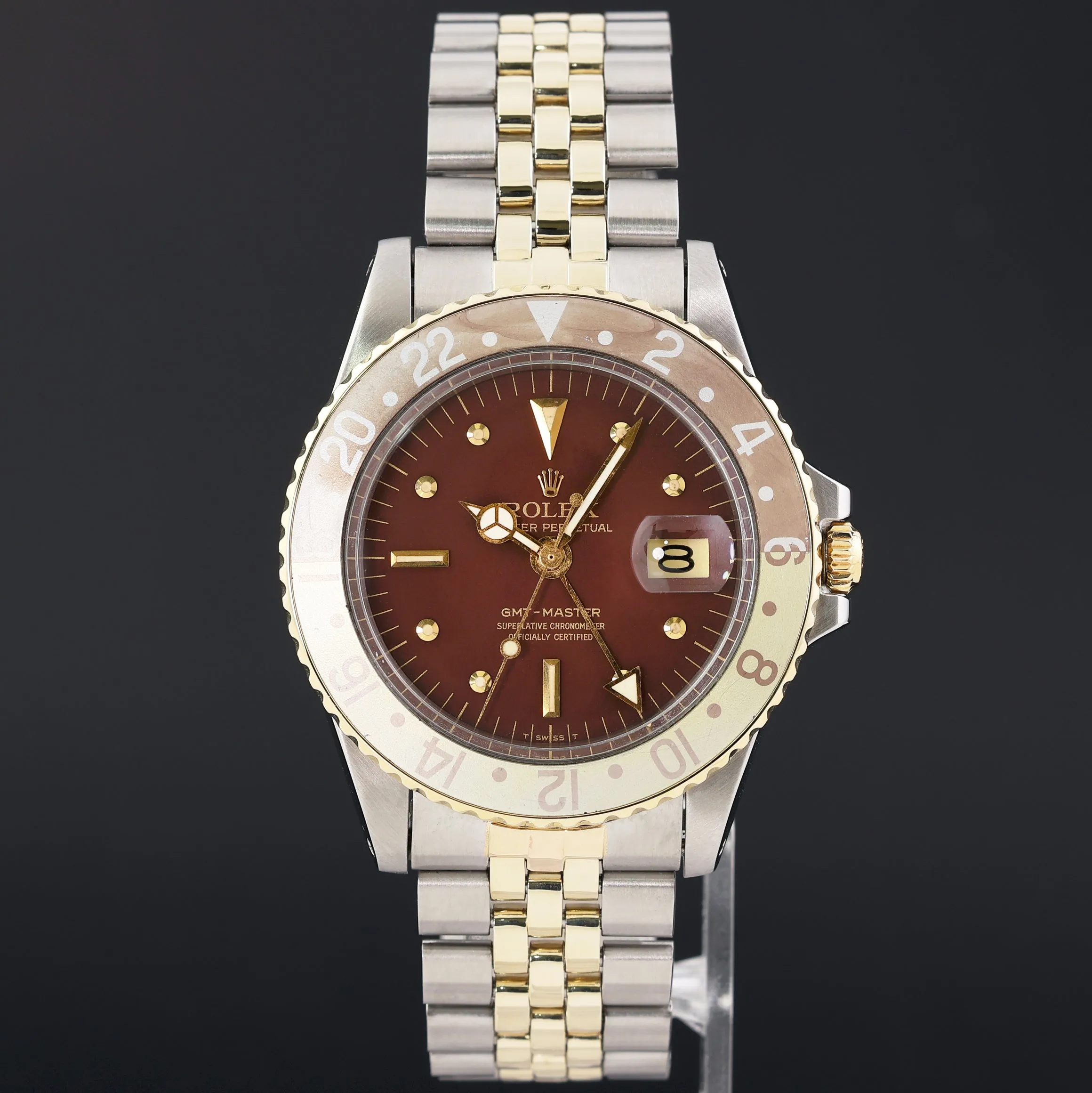 Rolex GMT-Master 1675 Two-Tone Gold Jubilee Steel Brown Root Beer Nipple Watch Box