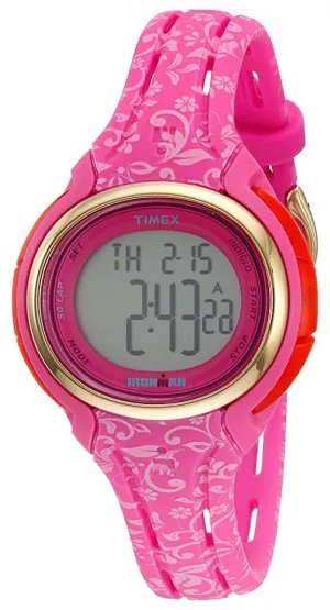Timex Ironman Sleek 50 Pink Resin Gray Dial Silicone Strap Digital Quartz Womens Watch TW5M03000