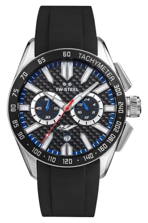 TW Steel Yamaha Factory Racing Special Edition Chronograph Stainless Steel Black Dial Black Rubber Strap Date Quartz Mens Watch GS1