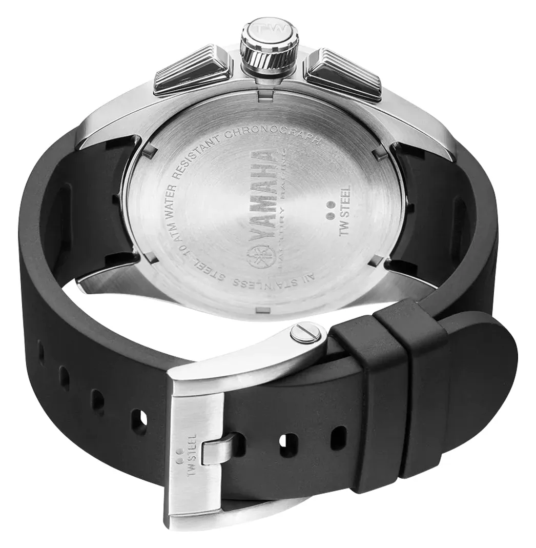 TW Steel Yamaha Factory Racing Special Edition Chronograph Stainless Steel Black Dial Black Rubber Strap Date Quartz Mens Watch GS1