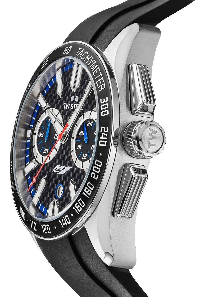 TW Steel Yamaha Factory Racing Special Edition Chronograph Stainless Steel Black Dial Black Rubber Strap Date Quartz Mens Watch GS1